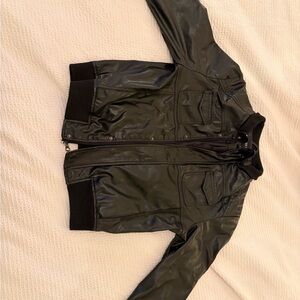 River Island Black Faux Leather Bomber Jacket